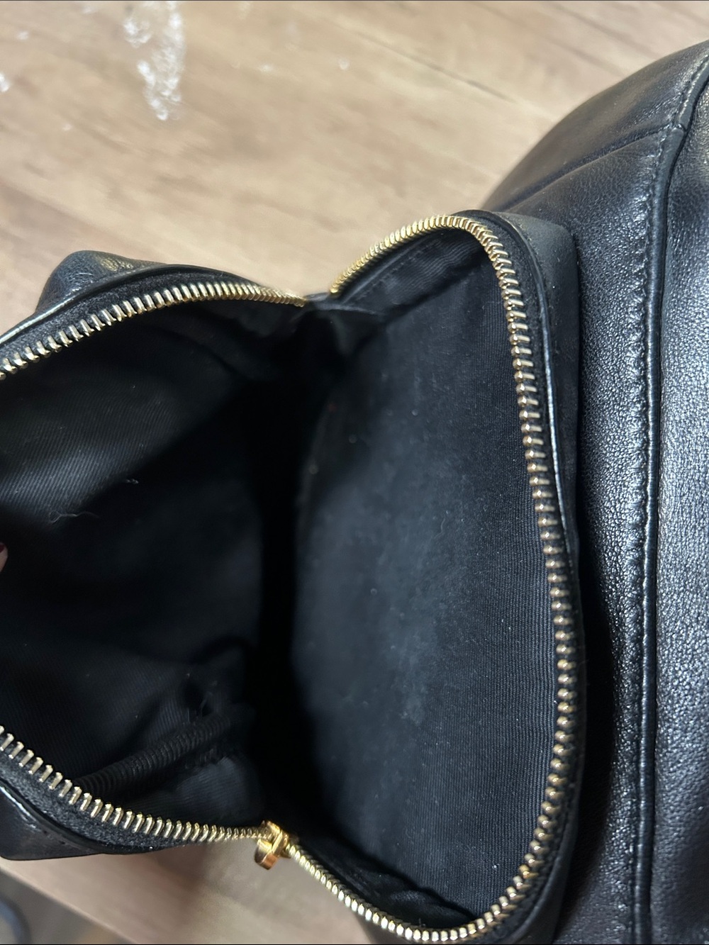 Saint Laurent Black Leather Drawstring Backpack with Gold Hardware - Picture 3 of 11
